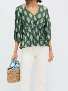 Olive and Aqua Diamond Maisy Blouse from Tuckernuck